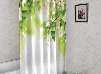 3D шторка для ванны «Цветы яблони»