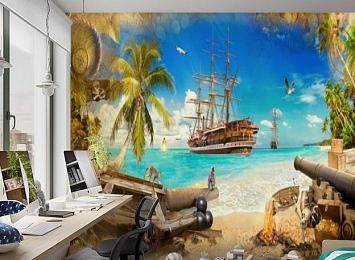 3D Фотообои «Пираты на побережье»
