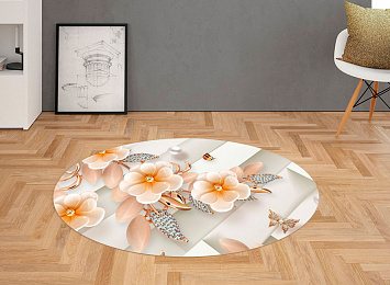 3D Ковер «Керамические цветы с драгоценными лепестками»