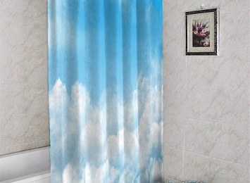3D шторка для ванной «Пористые облака»