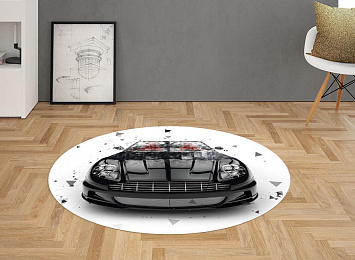3D Ковер «Роскошный черный автомобиль с полигонами»