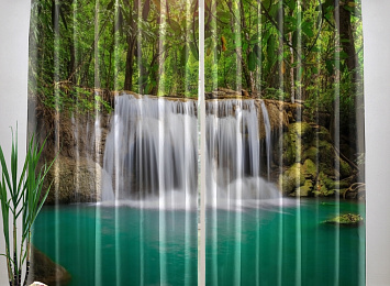 Фотошторы «Водопад в лесу»