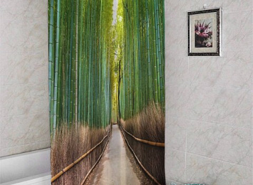 3D фото занавеска для ванной «Дорога через бамбук»