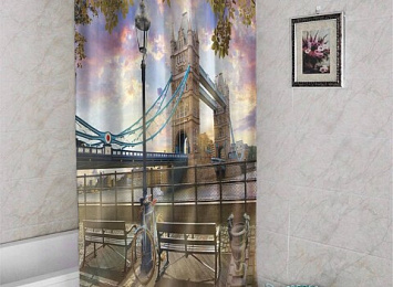 3D штора в ванную комнату «Набережная Темзы»