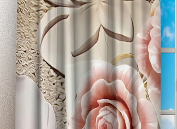 Фотошторы «Объемная композиция с бутонами роз»