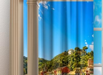 Фотошторы «Балкон с видом на средиземноморский город»