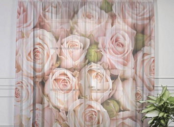 3D фототюль "Кремовые розы"