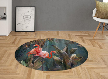 3D Ковер «Фламинго в тенистых тропиках»