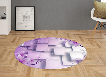 3D Ковер «Розовая объемная инсталляция с цветами»