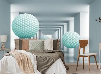 3D Фотообои «Мятные шары в тоннеле»
