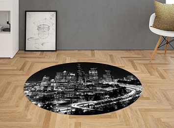 3D Ковер «Ночной город черно-белые»