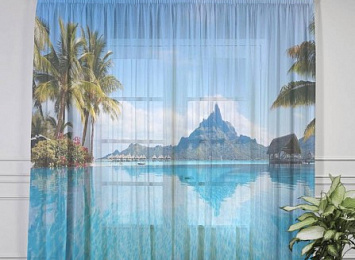 3D Тюль на окна "Пейзаж на Мальдивах"