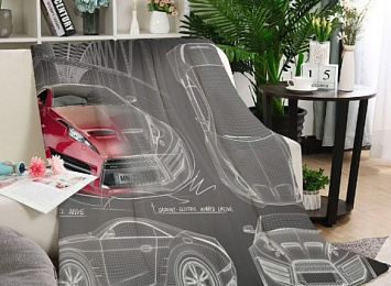 3D Плед «Красное авто схема»