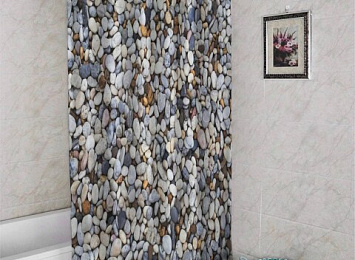 3D штора для ванной «Прибрежные камни»