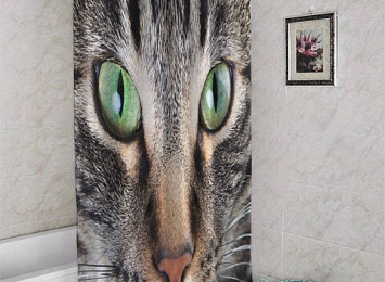 3D фотоштора для ванной «Кошачий взгляд»