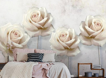 3D Фотообои «Прекрасные розы на холсте»