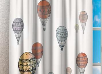 Фотошторы «Воздушные шары над городом акварель»