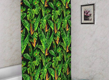 3D штора в ванную комнату «Карибские джунгли»