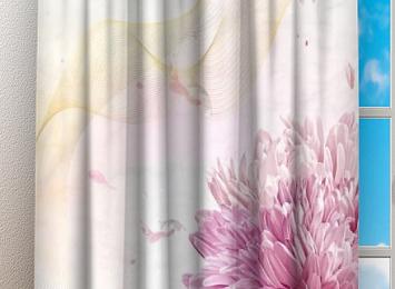 Фотошторы «Шикарная хризантема на мраморном фоне»