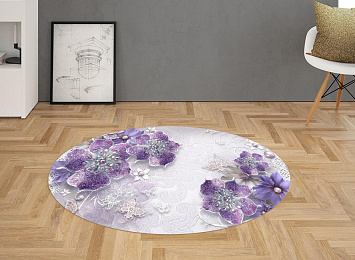 3D Ковер  «Ювелирные фиолетовые цветы»