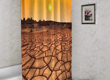 3D фото занавеска для ванной «Засушливая пустыня»