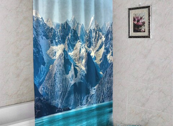 3D штора для ванны «Горы с заснеженными вершинами»