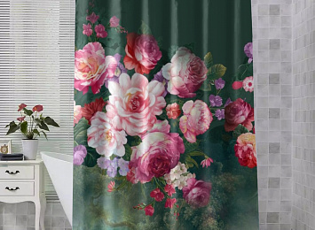 Шторы для ванной «Цветы в стиле барокко»