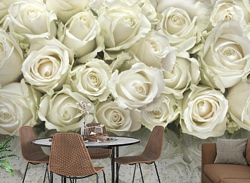 3D Фотообои «Белые розы на стекле»