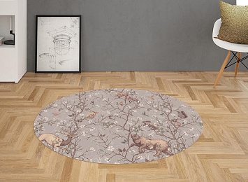 3D Ковер  «Сказочная иллюстрация с животными в розовом оттенке»