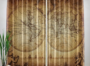 Фотошторы «Старинная карта мира»