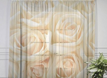 3D тюль "Ковер из бежевых роз"