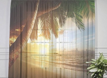 3D Тюль "Закат под пальмами"