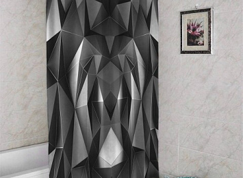 3D штора в ванную «Темные полигоны»