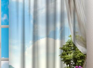 Фотошторы «Балкон на скалистом берегу океана»