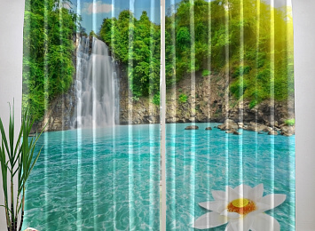 Фотошторы «Водопад с кувшинкой»