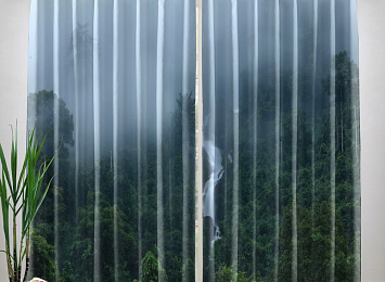 Фотошторы «Водопад в туманном лесу»