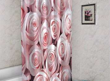 3D штора для ванны «Благоухающий букет нежных роз»