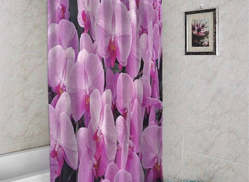 3D штора в ванную комнату «Ковер из орхидей»
