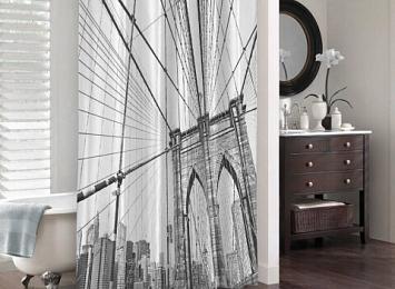 3D штора для ванны «Мост Нью-Йорка»