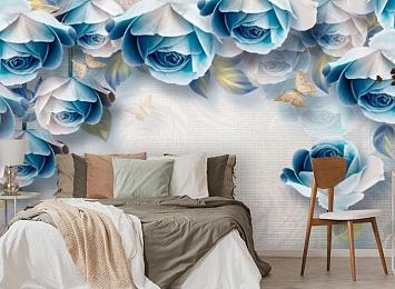 3D Фотообои «Арка из голубых роз»