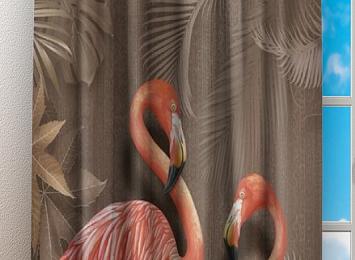 Фотошторы «Фламинго в тропической листве»