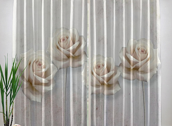 Фотошторы «Прекрасные розы на холсте»