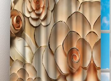Фотошторы «Розы с тиснением под керамику»