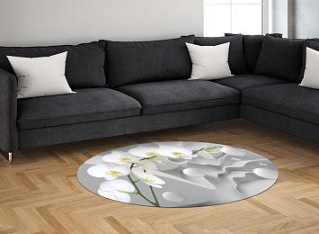 3D Ковер «Белая орхидея на объемном фоне»