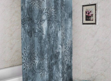 3D фото занавеска для ванной «Вечерняя таинственная поляна»