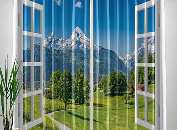 Фотошторы «Окно с видом на Баварские горы»