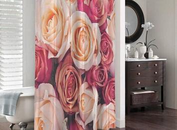 3D фото занавеска для ванной «Ассорти из роз»
