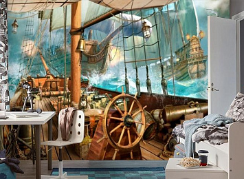 3D Фотообои «На борту пиратского корабля»