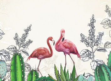 3D Плед «Фламинго в кактусах»