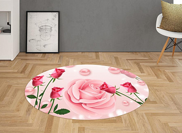 3D Ковер «Объемные розы с жемчугом»